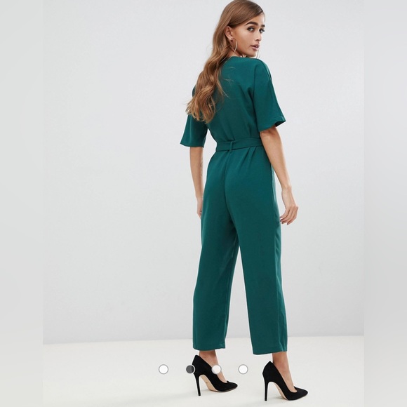 ASOS DESIGN Petite Wrap Jumpsuit With Self Belt - Picture 2 of 9